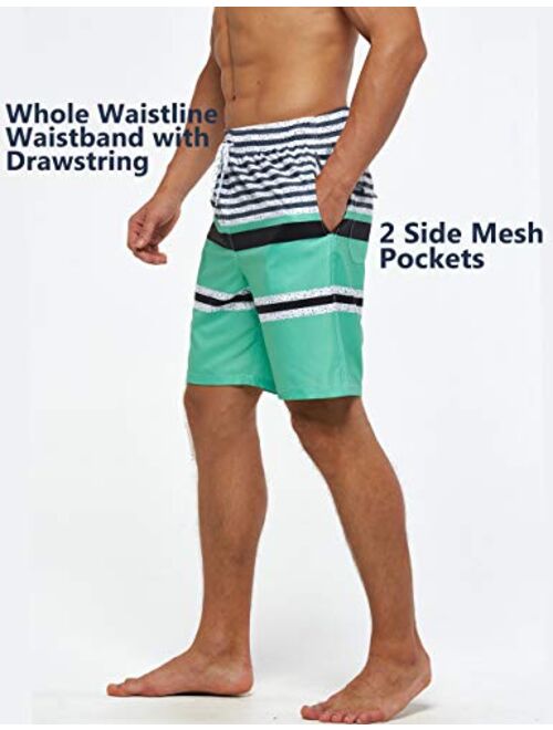 SILKWORLD Mens Swim Trunks Quick Dry Beach Swimwear with Mesh Lining