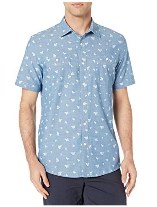 Amazon Essentials Men's Regular-fit Short-Sleeve Chambray Shirt