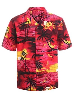 Hawaiian Shirts for Men Short Sleeve Regular Fit Mens Floral Shirts