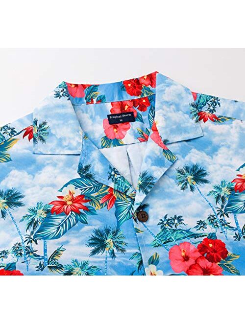 Hawaiian Shirts for Men Short Sleeve Regular Fit Mens Floral Shirts