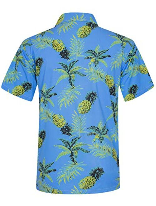 ELETOP Men's Hawaiian Shirt Short Sleeve Aloha Shirts Beach Party Floral Print Casual Shirts L2