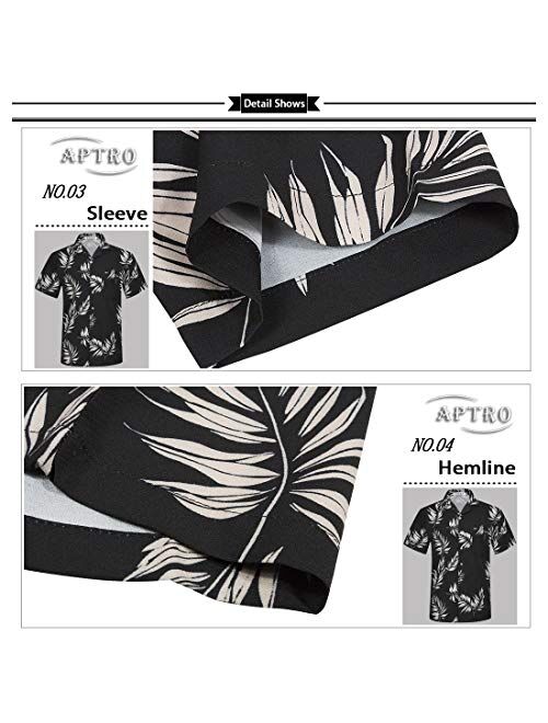 APTRO Men's 4 Way Stretch Hawaiian Tropical Beach Shirts