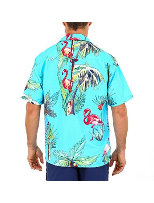 UZZI Men's Hawaiian Casual Button Down Short Sleeve Beach Surf Aloha Party Shirt