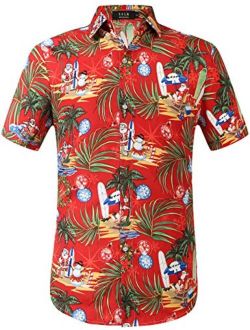 SSLR Xmas Holiday Button Down Ugly Hawaiian Christmas Shirts