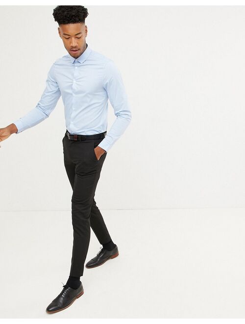 ASOS DESIGN Tall smart stretch slim fit work shirt in blue