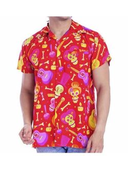 NEW Virgin Crafts Men's Short Sleeve Halloween Shirt Button Up Hawaiian Shirt Size XL