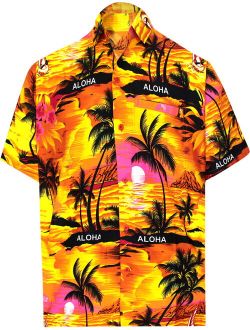 Mens Aloha Camp Beach Party Tropical Short Sleeve Button Down Hawaiian Shirt