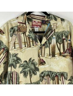 RJC Hawaiian Shirt Surfboard Woody Car Shirt XL Island Aloha Camp Hawaii Palm
