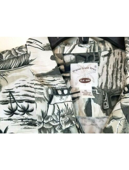 Hawaiian Shirt Original Island Sport 100% Rayon Men's Short Sleeve Print XL NWOT