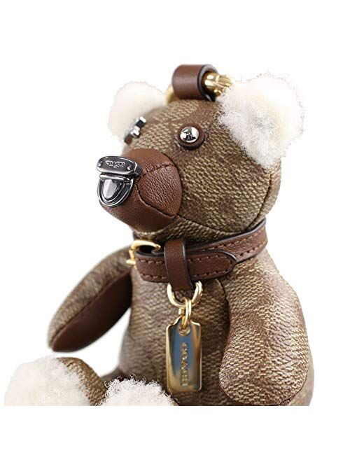Coach Teddy Bear Keychain Signature Canvas Leather Limited Edition Collectible