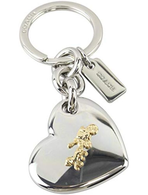 Coach Women's Horse and Carriage Heart Bag Charm Key Ring Fob Silver/Gold One Size, Style F35133