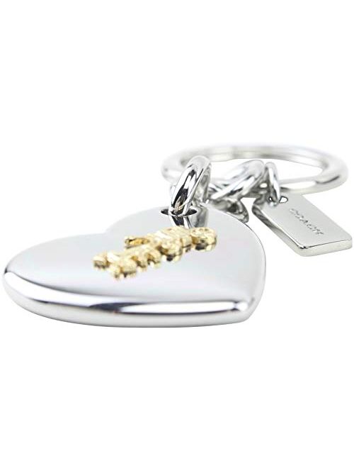 Coach Women's Horse and Carriage Heart Bag Charm Key Ring Fob Silver/Gold One Size, Style F35133