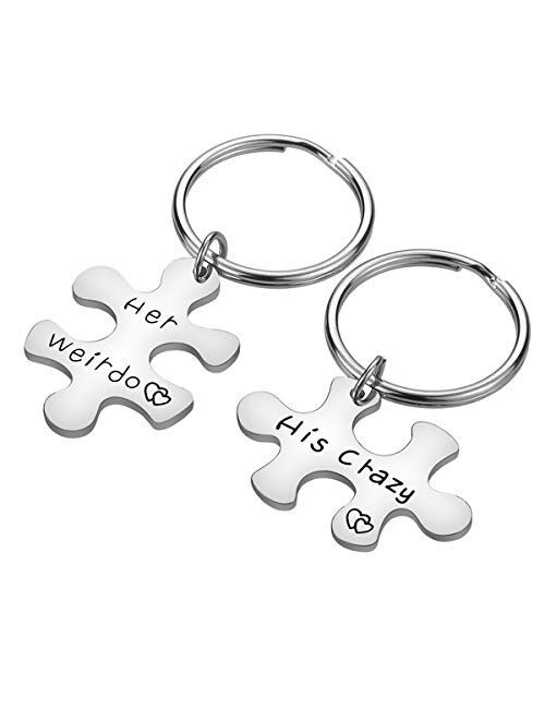 Couple Gifts for Boyfriend and Girlfriend - His Crazy Her Weirdo Couple Keychain for Him and Her, His and Her Keychain Valentine's Day Gift for Boyfriend Girlfriend Husba