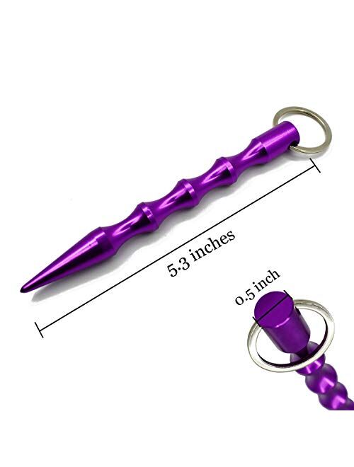 6 Pack Self Defence Keychain Aluminum Alloy Anti-Wolf Weapons Keychain Sturdy Portable Pressure Defense Key Chain for Women Kubotan Tactical Pen for Ladies Self Defense T