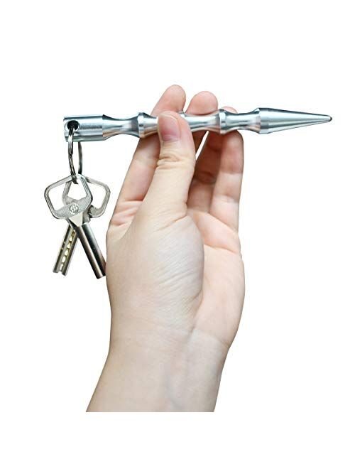 6 Pack Self Defence Keychain Aluminum Alloy Anti-Wolf Weapons Keychain Sturdy Portable Pressure Defense Key Chain for Women Kubotan Tactical Pen for Ladies Self Defense T