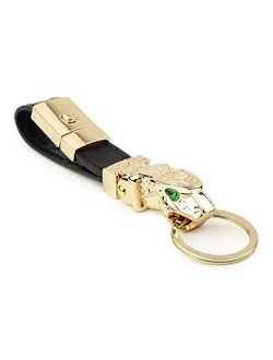 DPOB Luxury Ostrich Grain Leather Valet Keychain, Elegant Designer Key Chain with 3 Detachable Key Rings