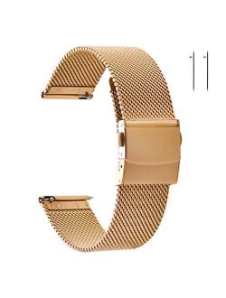 EACHE Stainless Steel Mesh Watch Band for Mens Women, Quick Release Mesh Watch Straps 12mm 14mm 16mm 18mm 20mm 22mm