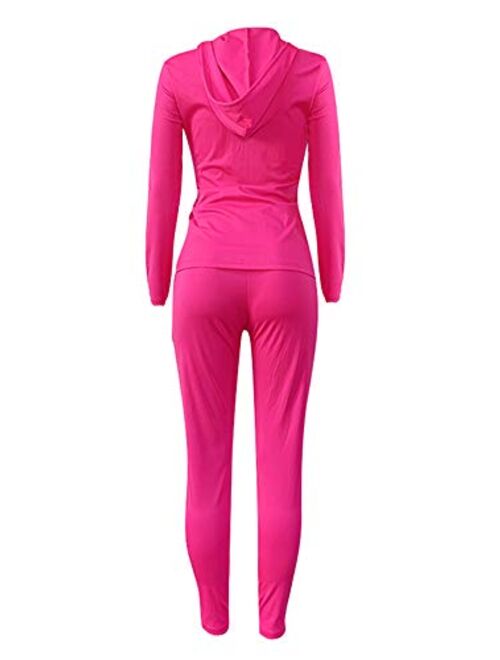 NQGSNTC Womens Sexy 2 Piece Tracksuit Solid Color Zip Up Hoodie Jacket Bodydon Long Pants Jogger Sets S-XXL