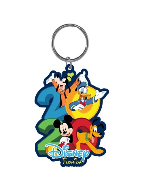 Disney Dated 2020 Hangout Mickey Goofy Donald Pluto Lasercut Keychain, (Florida Namedrop)