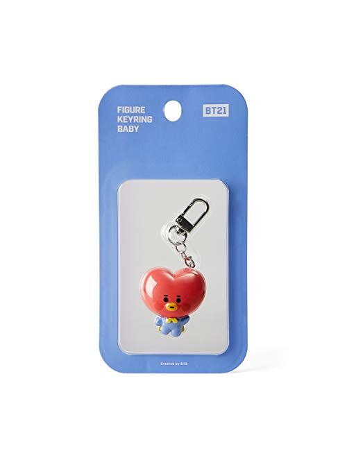 BT21 Baby Series TATA Character Cute Mini Figure Keychain Key Ring Bag Charm with Clip, Red