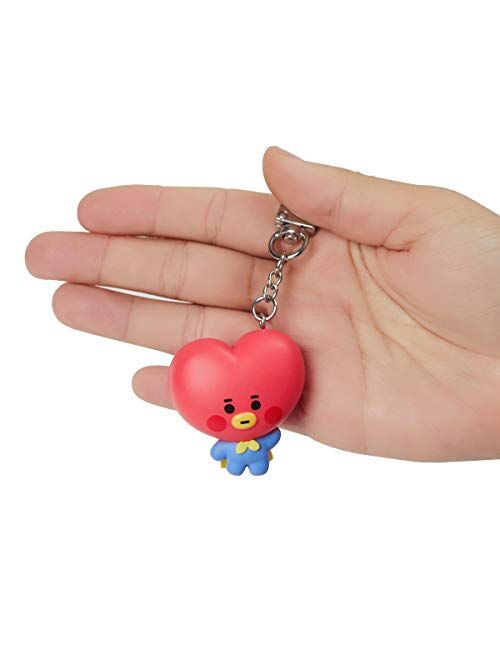 BT21 Baby Series TATA Character Cute Mini Figure Keychain Key Ring Bag Charm with Clip, Red