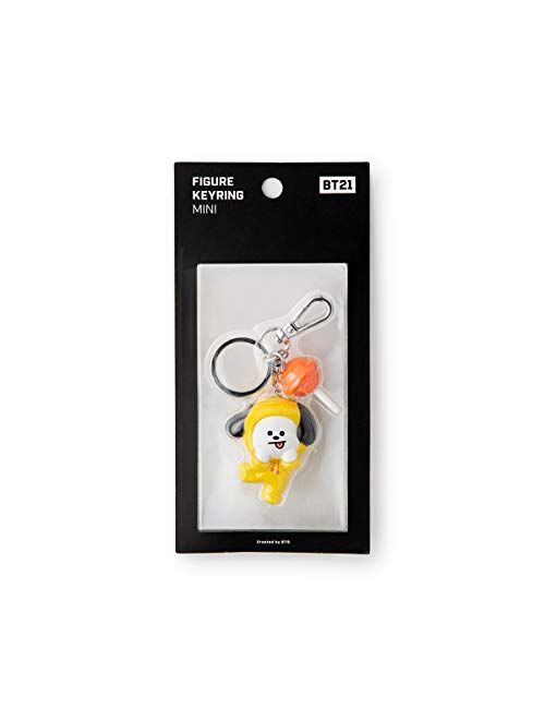 BT21 CHIMMY Character Mini Cute Figure Keychain Key Ring Bag Charm with Clip, Yellow