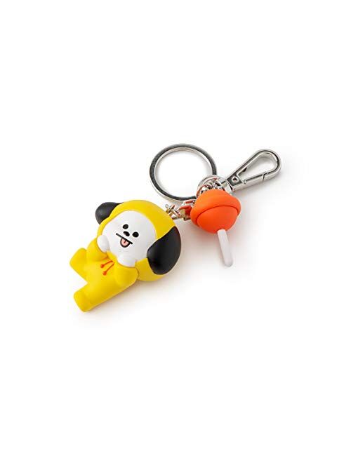 BT21 CHIMMY Character Mini Cute Figure Keychain Key Ring Bag Charm with Clip, Yellow
