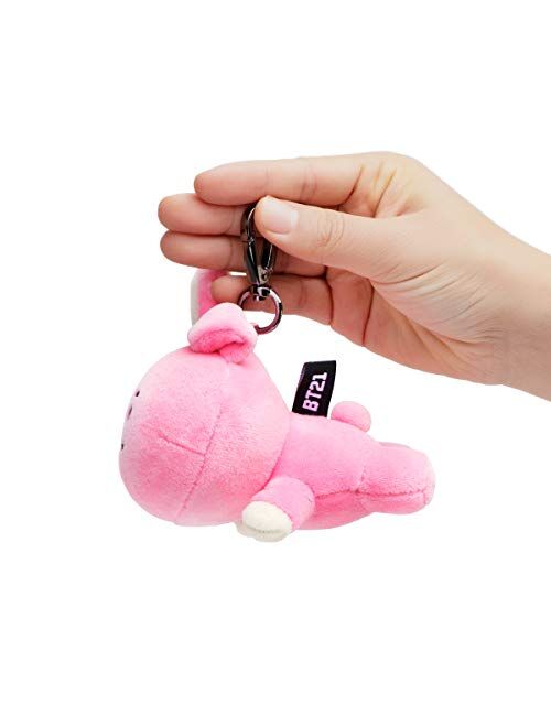 BT21 Lying COOKY Character Soft Plush Stuffed Animal Keychain Key Ring Bag Charm, Pink