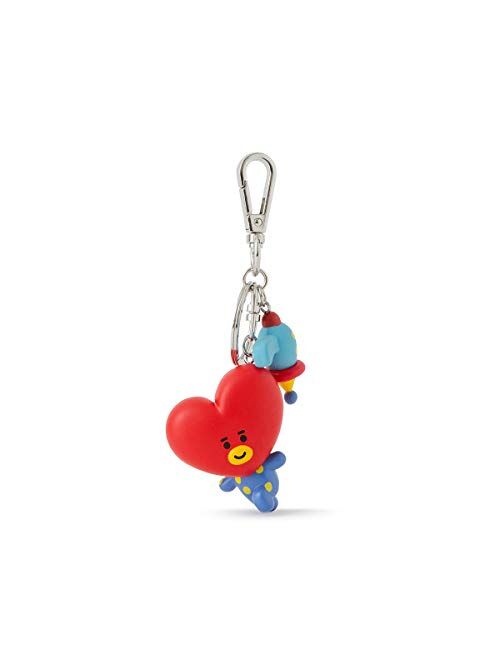 BT21 TATA Character Mini Cute Figure Keychain Key Ring Bag Charm with Clip, Red/Blue