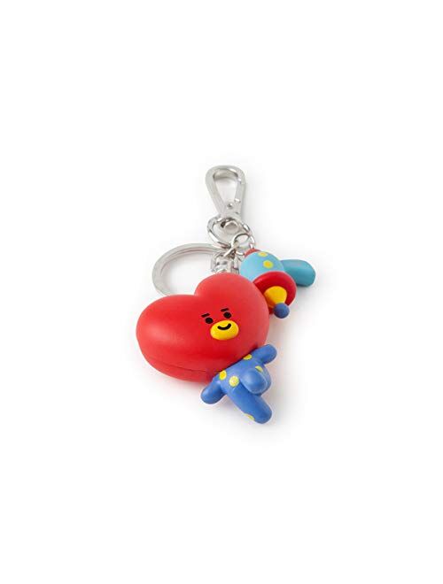 BT21 TATA Character Mini Cute Figure Keychain Key Ring Bag Charm with Clip, Red/Blue