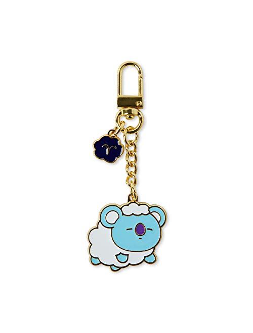 BT21 Universtar KOYA Character Cute Mini Figure Keychain Key Ring Bag Charm with Clip, Blue
