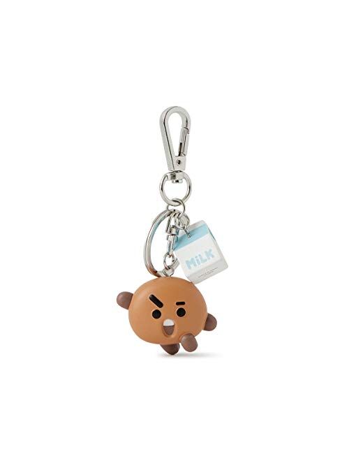 BT21 SHOOKY Character Mini Cute Figure Keychain Key Ring Bag Charm with Clip, Brown