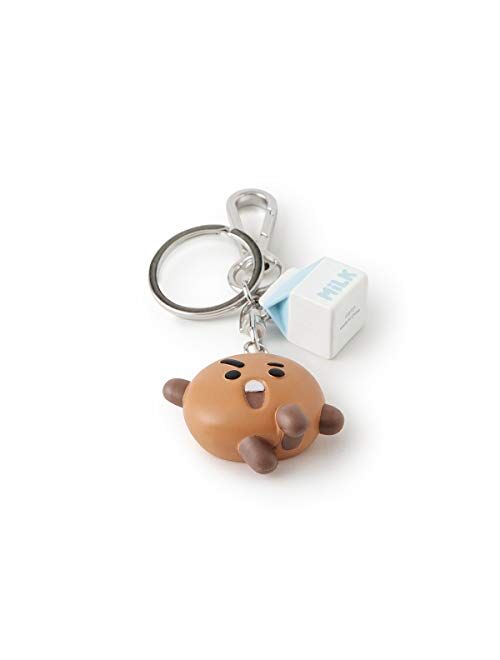 BT21 SHOOKY Character Mini Cute Figure Keychain Key Ring Bag Charm with Clip, Brown