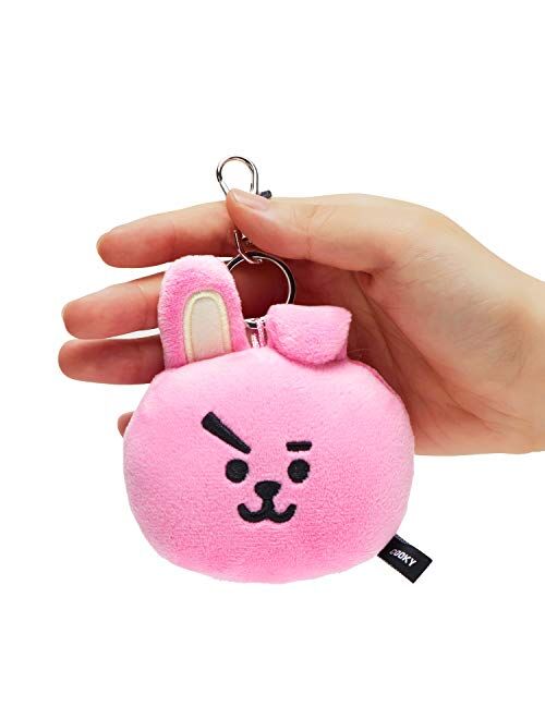 BT21 Official Merchandise by Line Friends - Cooky Character Plush Doll Face Keychain Ring with Mirror Handbag Accessories
