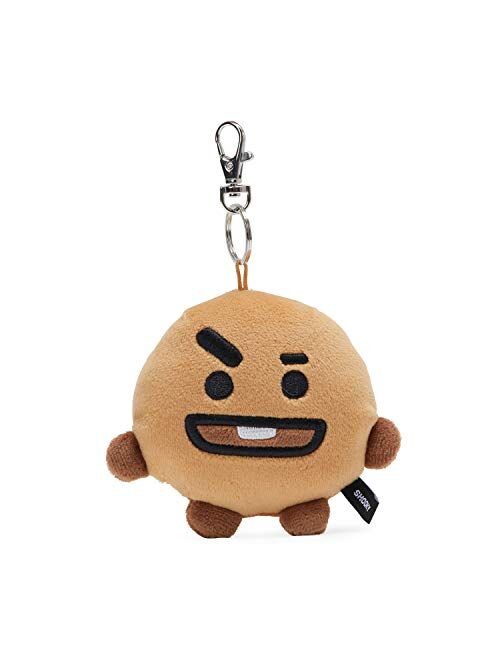 BT21 Official Merchandise by Line Friends - SHOOKY Character Plush Doll Face Keychain Ring with Mirror Handbag Accessories