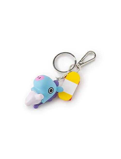 BT21 MANG Character Mini Cute Figure Keychain Key Ring Bag Charm with Clip, Blue/White