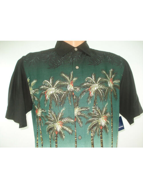Arthouse Mens Button Front Shirt Short Sleeve Black Palm Trees Small Hawaiian