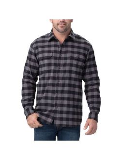 Black Blend Plaid Flannel Button-Down Shirt