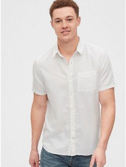 Button-Front Shirt in Linen-Cotton