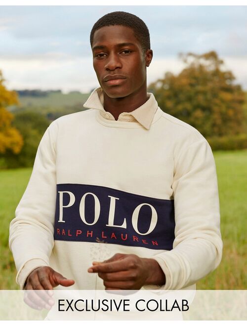 Polo Ralph Lauren x ASOS exclusive collab sweatshirt in cream with logo chest panel