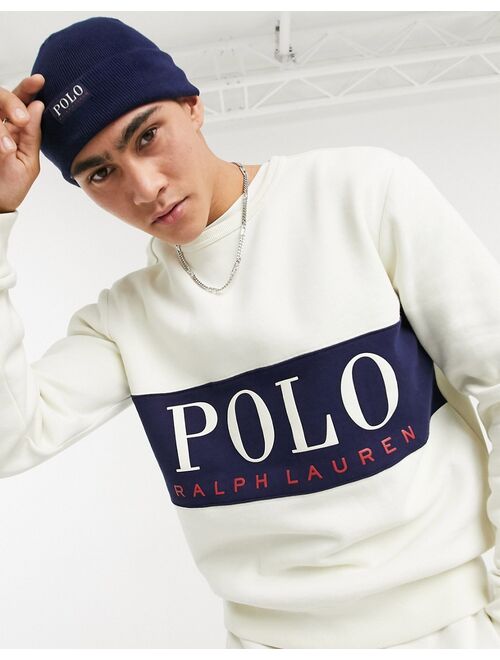 Polo Ralph Lauren x ASOS exclusive collab sweatshirt in cream with logo chest panel