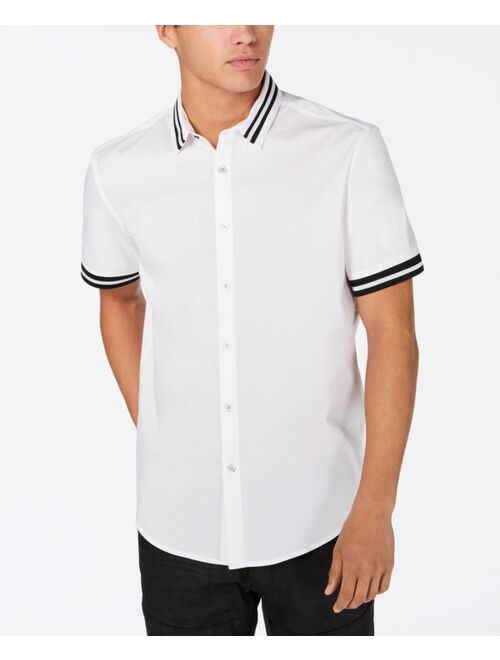 INC White Blend Short Sleeve Button Up Shirts