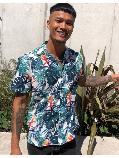 Good For Nothing short sleeve shirt in palm print