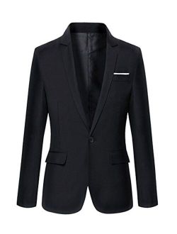 Essentials Men's Long-Sleeve Button-Front Slim-fit Stretch Blazer 