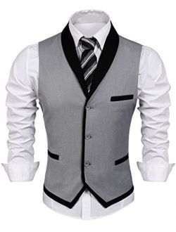 Coofandy Mens Formal Fashion Layered Vest Waistcoat Dress Vest 