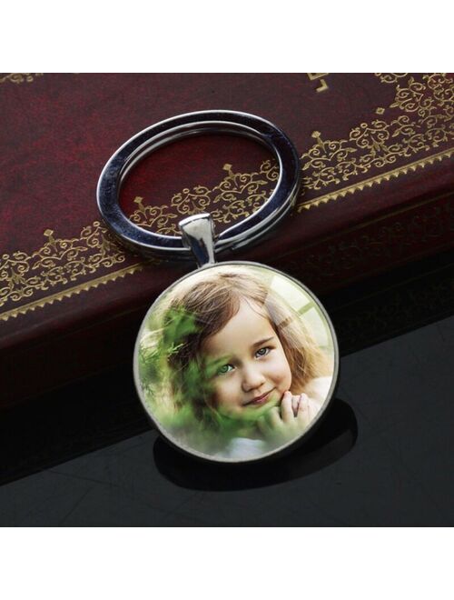 Custom Photo DIY Personalised Photo Keychain Silver Key Ring Pendants Gifts