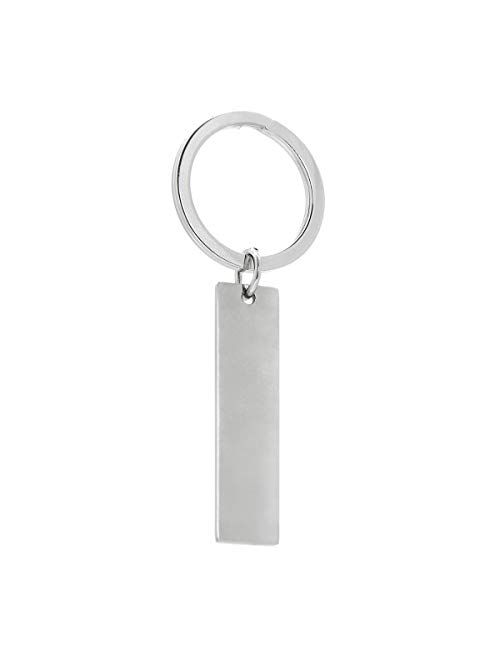 Silver Custom Engraved Keychain, 2 Sides Make a Customizable, Engravable, Flat Metal Personal KeyChain Personalized Name Ring