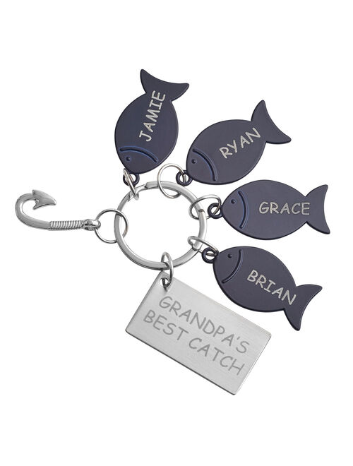 Personalized Name Hooked On You Keychain - 4 Fish
