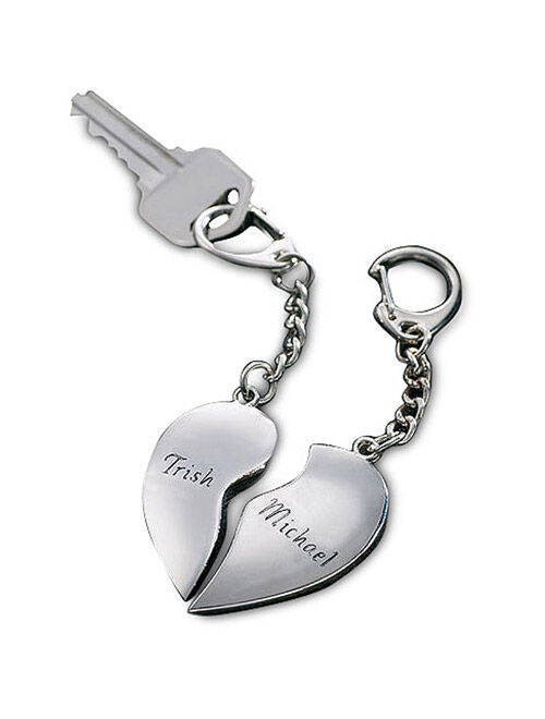Personalized Name His/Hers Split Heart Keychain