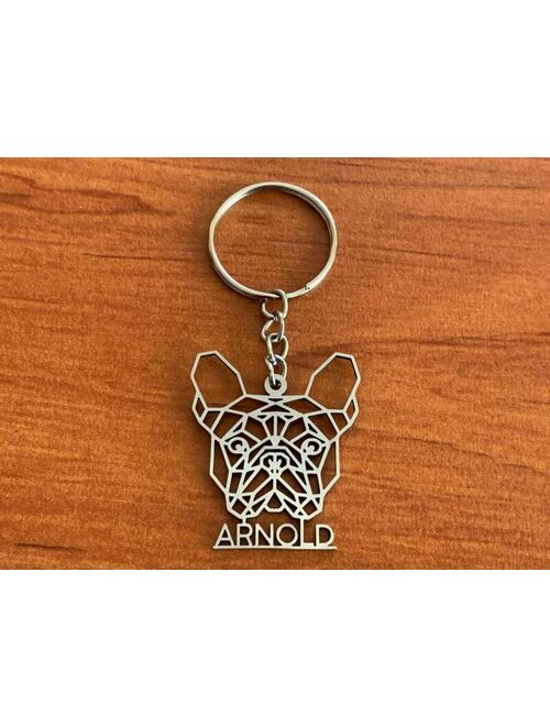 Personalized Name Keychain Any Dog Breed Keyring Stainless Steel Pet Custom Gift